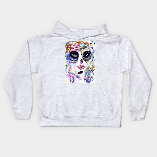 Sugarskull girl painting Kids Hoodie by AnnArtshock